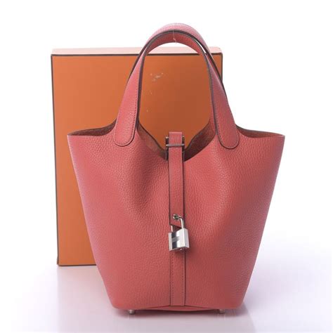 hermes rose jaipur picotin|HERMES Taurillon Clemence Picotin Lock TGM Rose Jaipur .